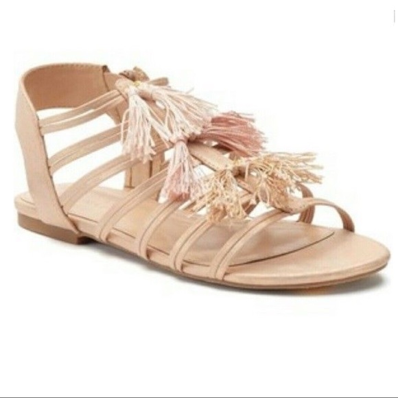 LC Lauren Conrad Shoes - LC Lauren Conrad Nude Pink Boho Tassel Sandals NWT